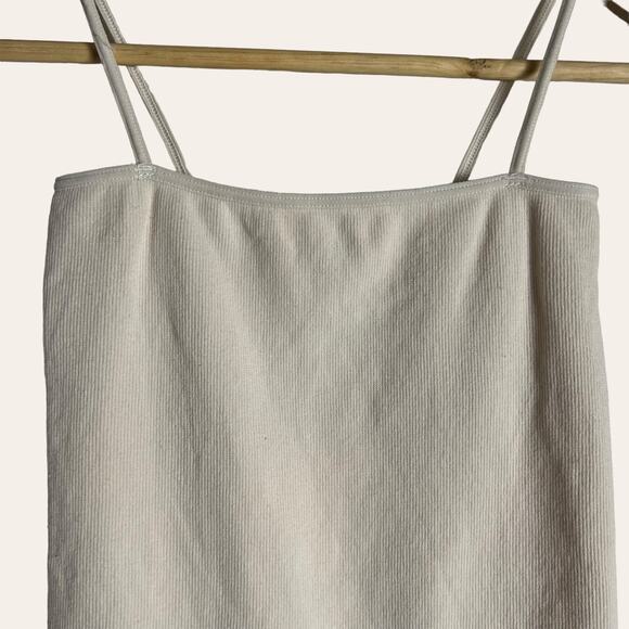 Good American Skinny Strap Nude Bone Ribbed Seamless Square Neck Bodysuit Size S - Picture 4 of 8